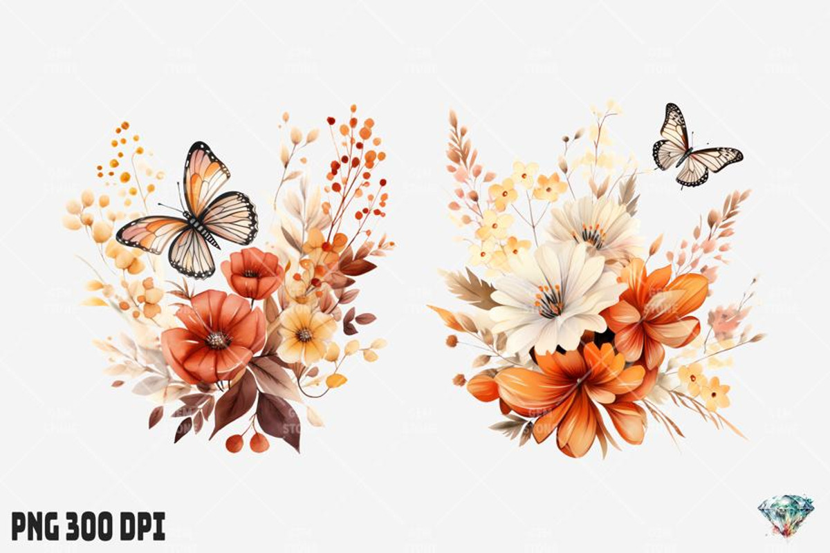 Autumn Butterfly Flowers, an Illustration by Gemstone (Photo 10 of 12)