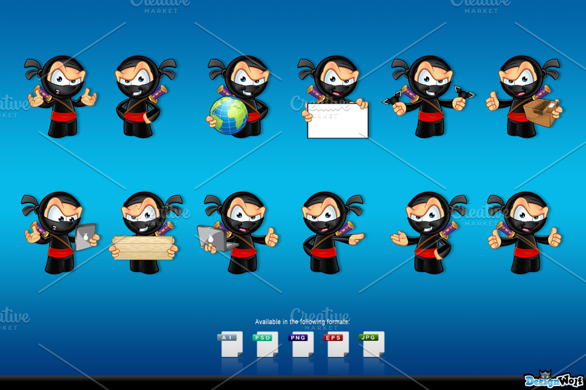 Sneaky Ninja Character, an Illustration by DesignWolf (Photo 2 of 2)