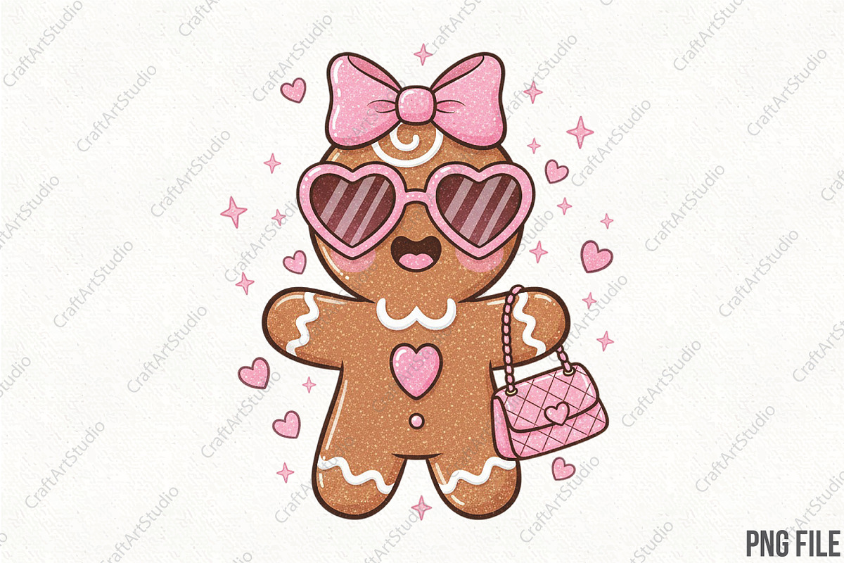 Coquette Christmas Gingerbread Man P, an Illustration by CraftArtStudio (Photo 1 of 4)