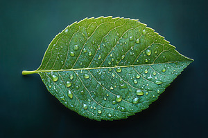 Close-up of a vibrant green leaf wit, a Photo by Tanuart