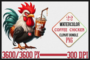 Grumpy Coffee Chicken Clipart Bundle, a Seasonal Illustration by Craft Nest (Thumbnail 1 of 6)