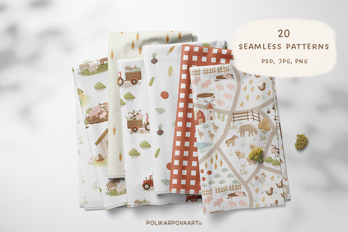 Family Farm animals baby collection, an Animal Illustration by polikarpovaart (Photo 6 of 14)