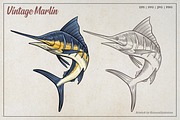 Vintage Marlin Vector Art, an Animal Illustration by Kusumaillustration (Thumbnail 1 of 4)