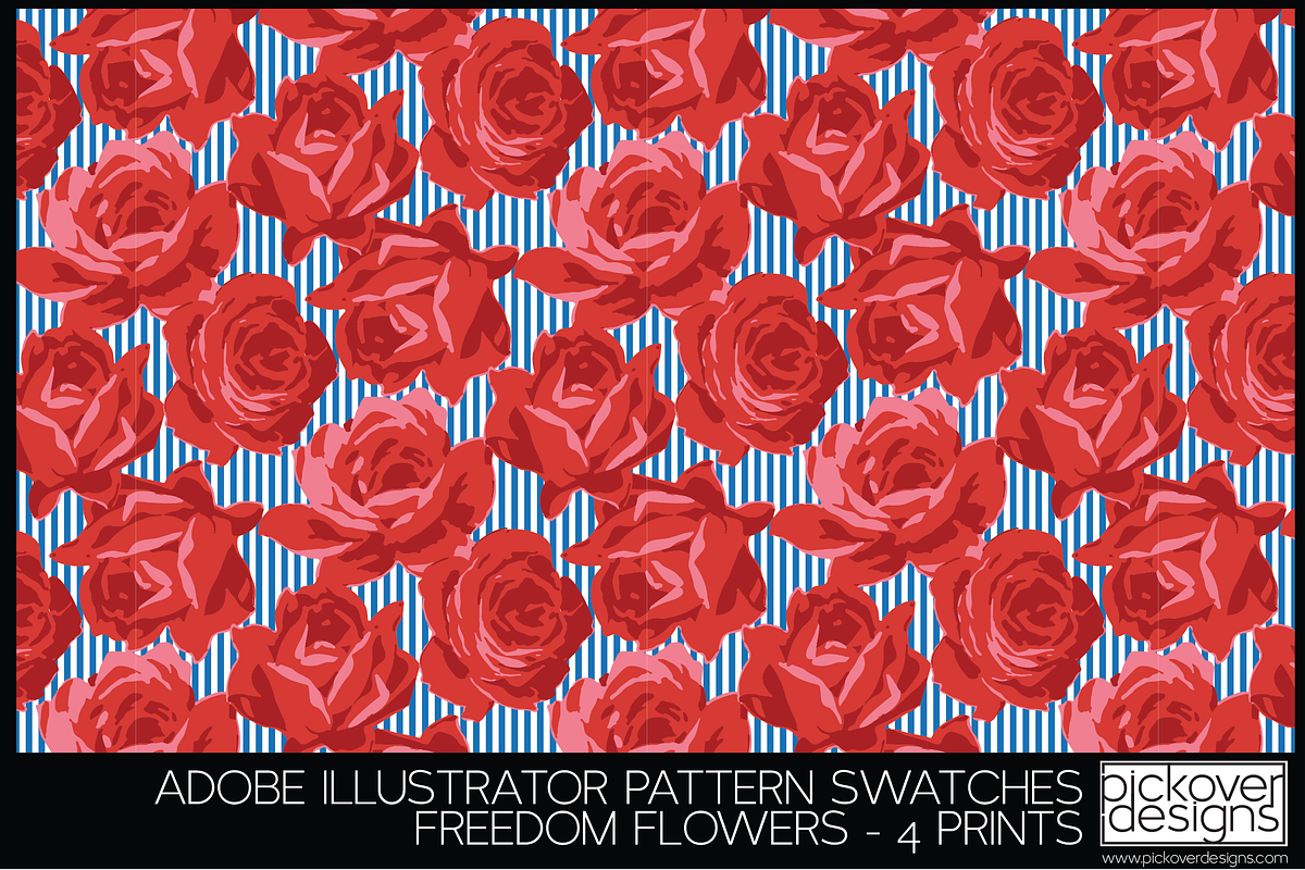 4 Freedom Flower Print Swatches, a Pattern Graphic by Pickover Designs (Photo 4 of 5)