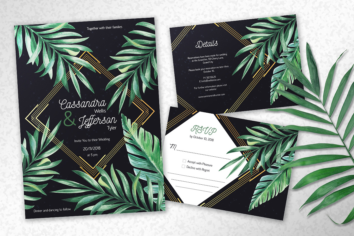 Tropical Midnight Wedding Suite, an Invitation Template by HannaSymo (Photo 1 of 6)