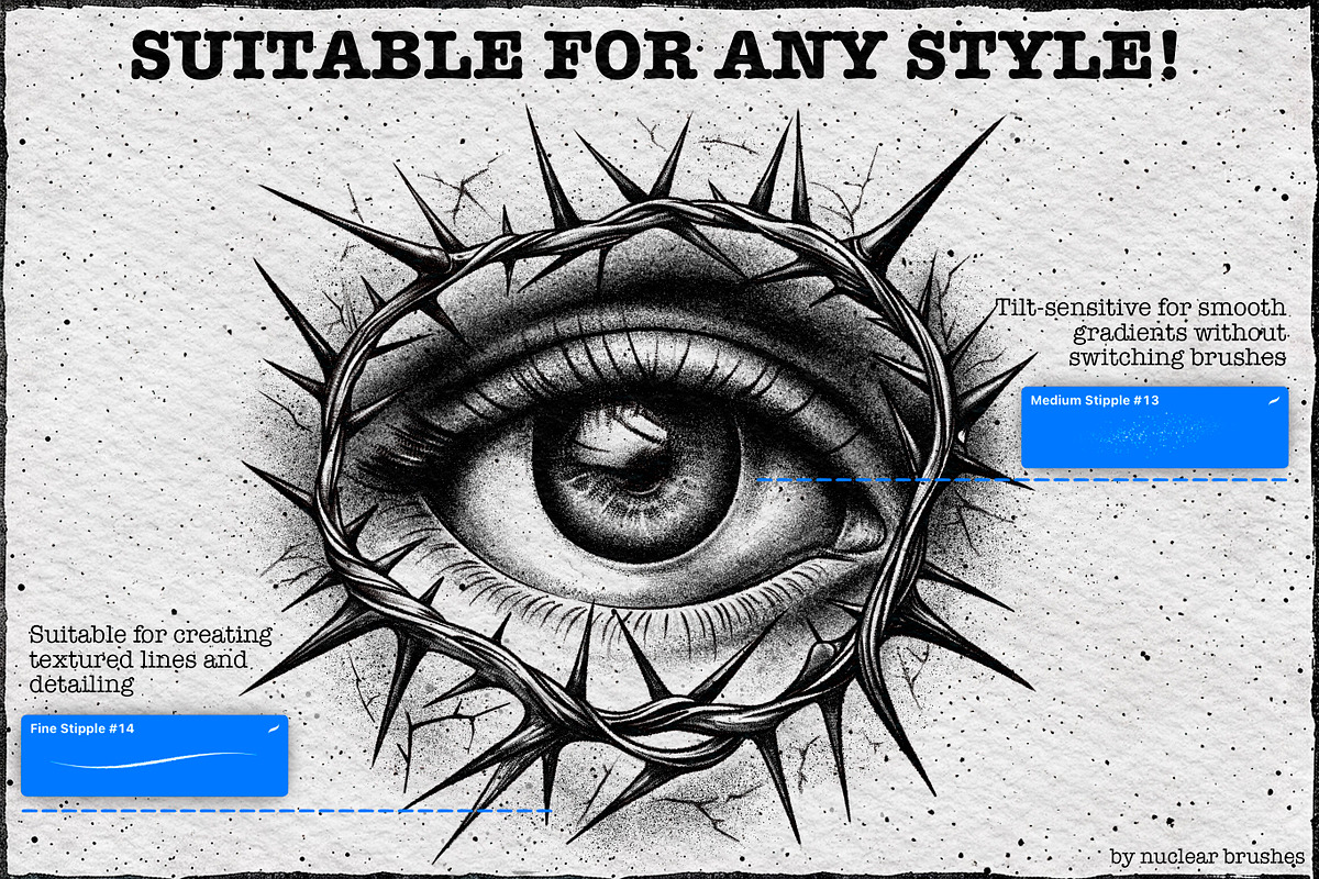 120 Procreate Tattoo Brushes, a Brush Add-On by Nuclear Brushes (Photo 3 of 10)
