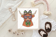 Mardi Gras Lollipop Highland Cow PNG, an Illustration by CraftArtStudio (Thumbnail 4 of 4)