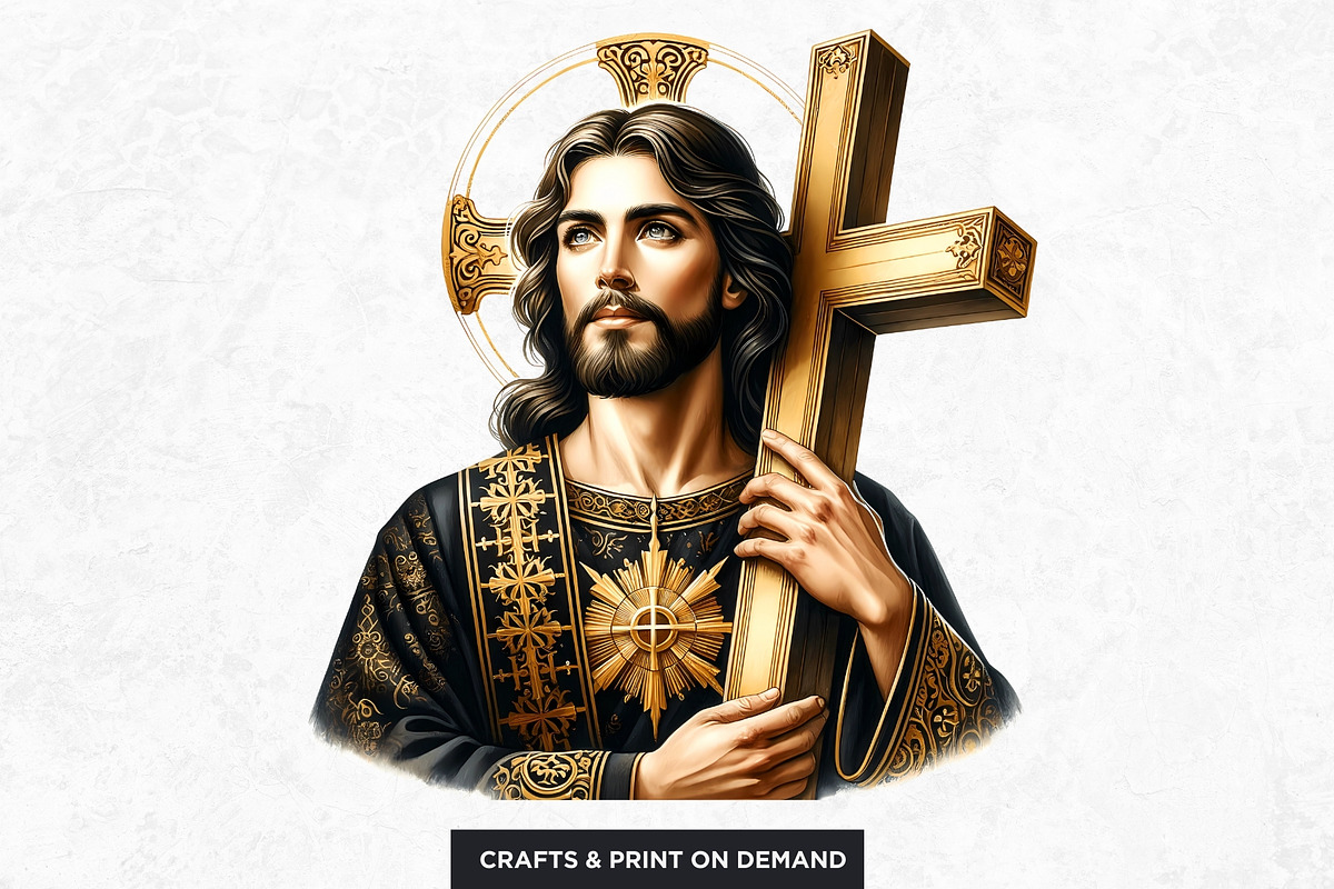 Black and Gold Jesus Christ clipart, a Person Illustration by ThatsDesignArt (Photo 7 of 10)