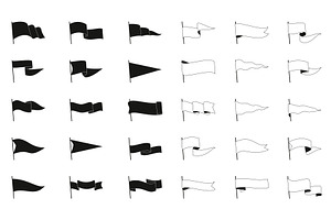 Retro black pennant flags. Outline, a Graphic by Frogella