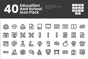 Education And School Icon Pack, an Outline Icon by erifqizeicon