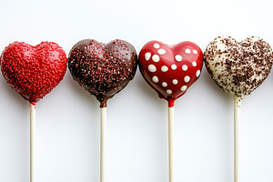 Chocolate hearts shaped on white background, a Food & Drink Photo by AlyaAnd