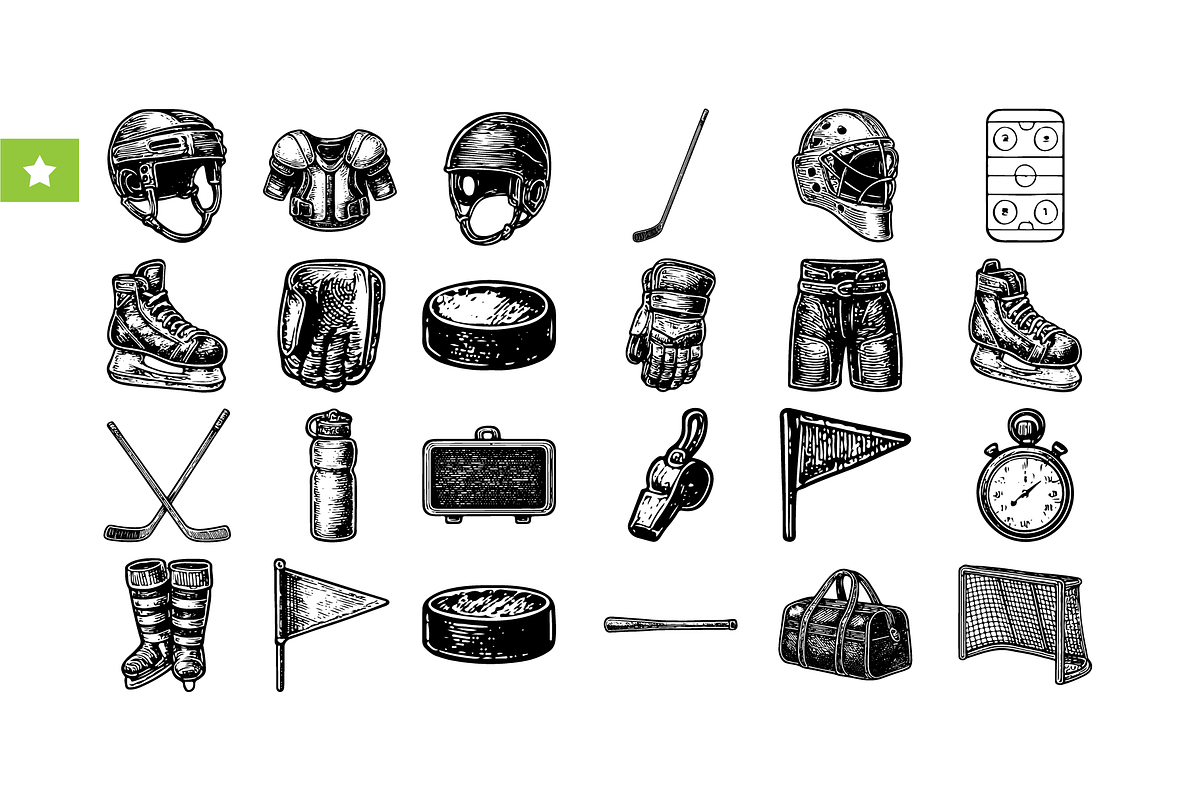 Vintage Ice Hockey Equipment Set, an Object Graphic by RT Studio (Photo 1 of 5)