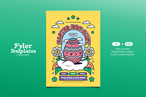 Retro Easter Egg Hunt Flyer Template, a Flyer Template by Tiptop Graphic