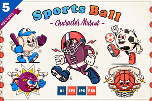 Sports Ball Retro Character Mascot