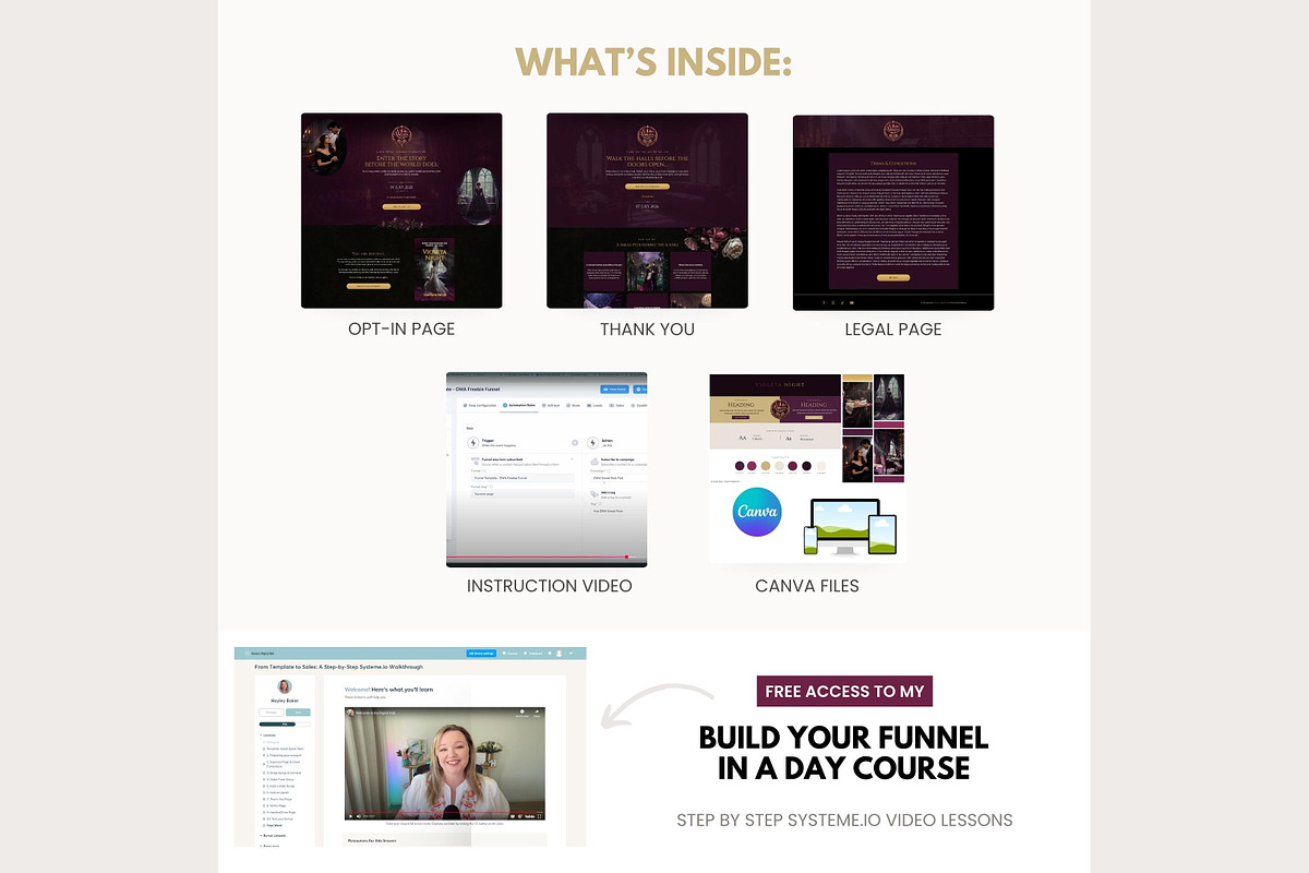 Systeme.io Violeta Night Waitlist, a Landing Page Template by Hayley's Digital Hub (Photo 3 of 10)