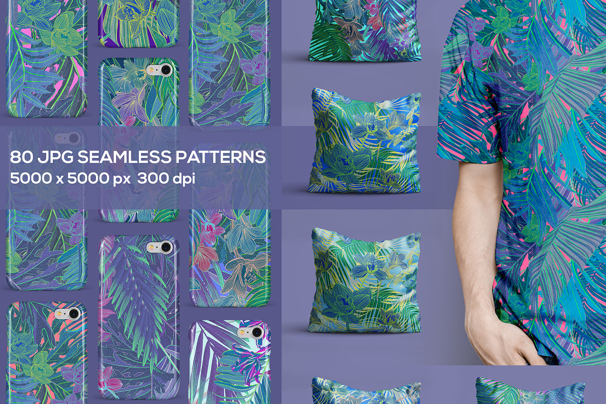 NEON ORCHID seamless patterns, a Pattern Graphic by ANAKOTO (Photo 4 of 18)