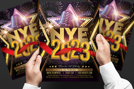 Happy New year NYE Star Ribbon Flyer