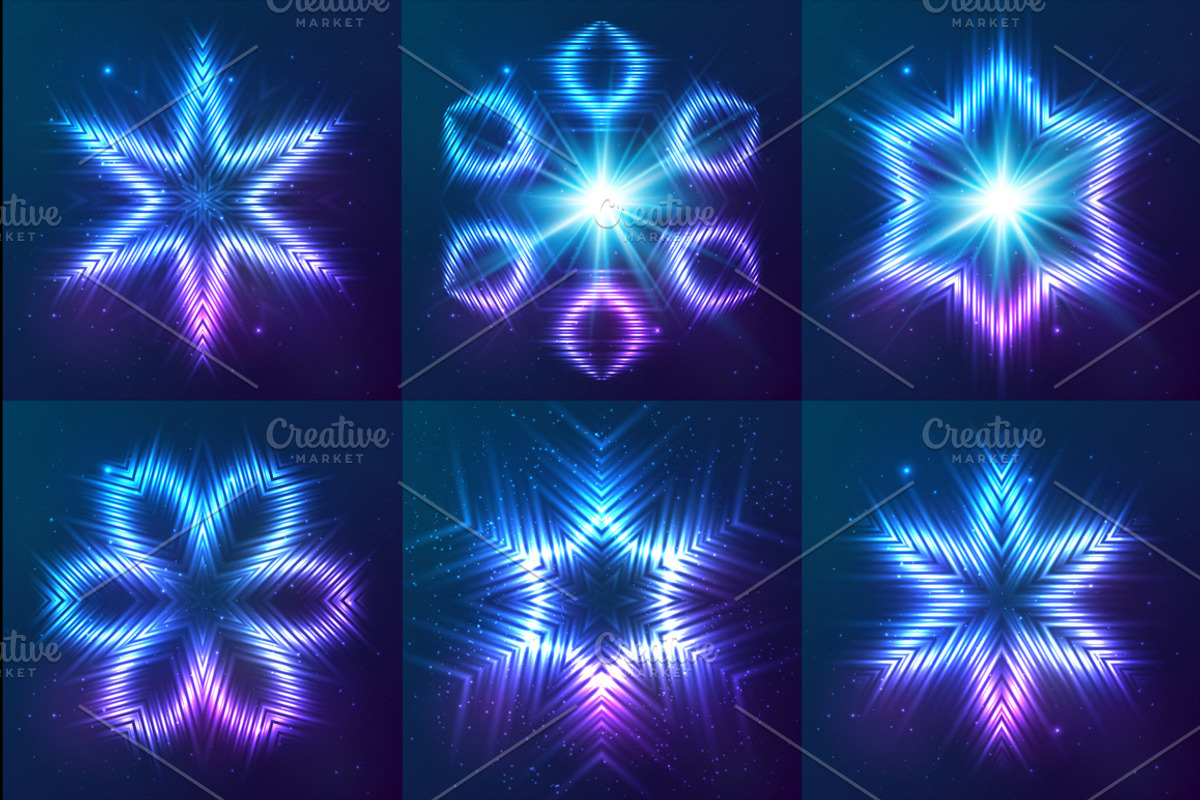 33 cosmic shining vector snowflakes preview 3