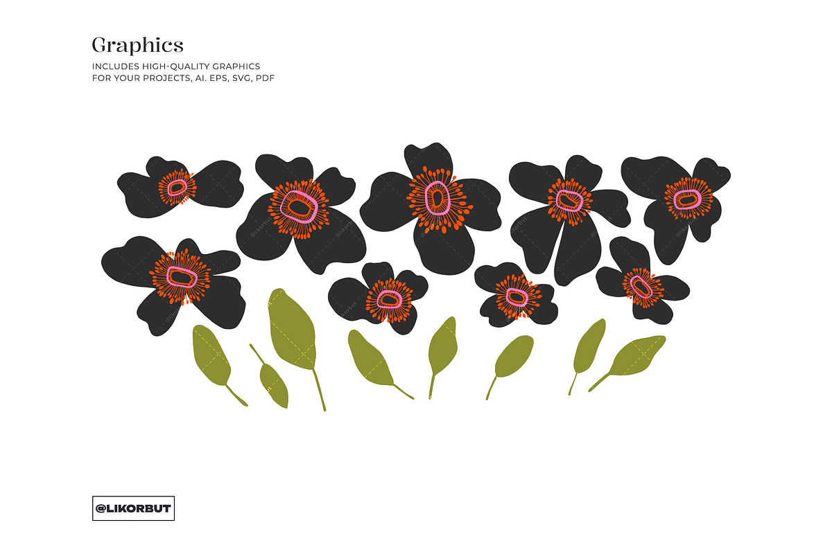 Bold Abstract Modern Flowers Pattern, a Pattern Graphic by likorbut (Photo 9 of 12)