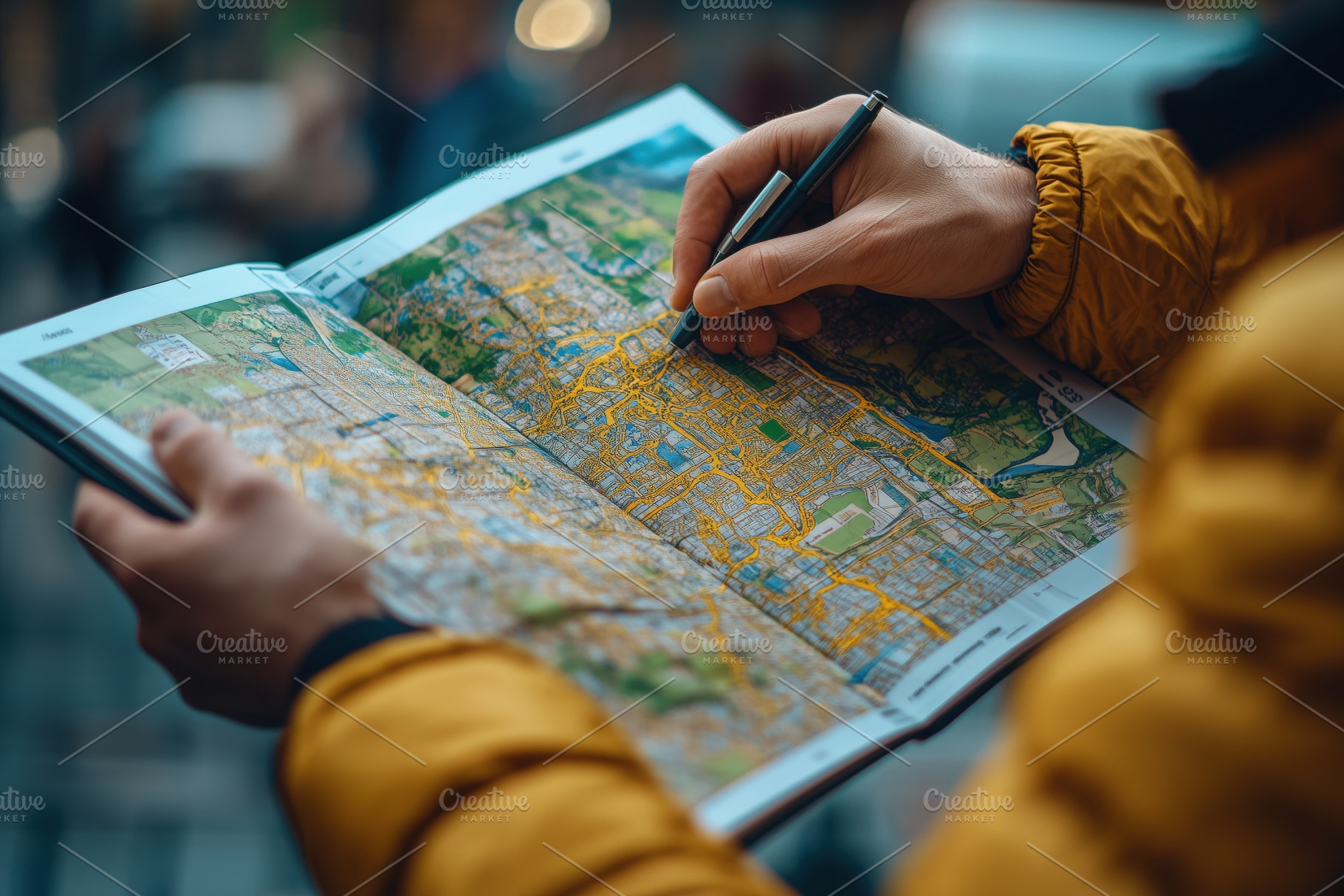 Person GIS (geographical information service) specialist in a yellow jacket mar, a Person Photo by Textures & Backgrounds