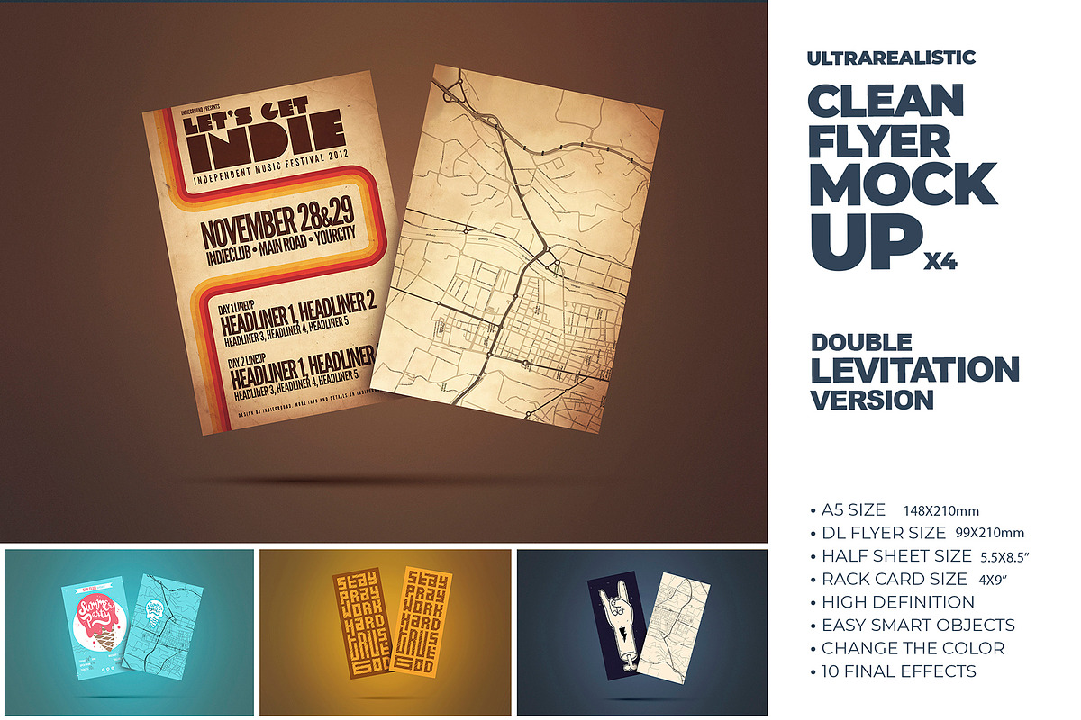 Clean Double Flyer Mockups x4, a Mockup by SmartDesigns (Photo 5 of 5)