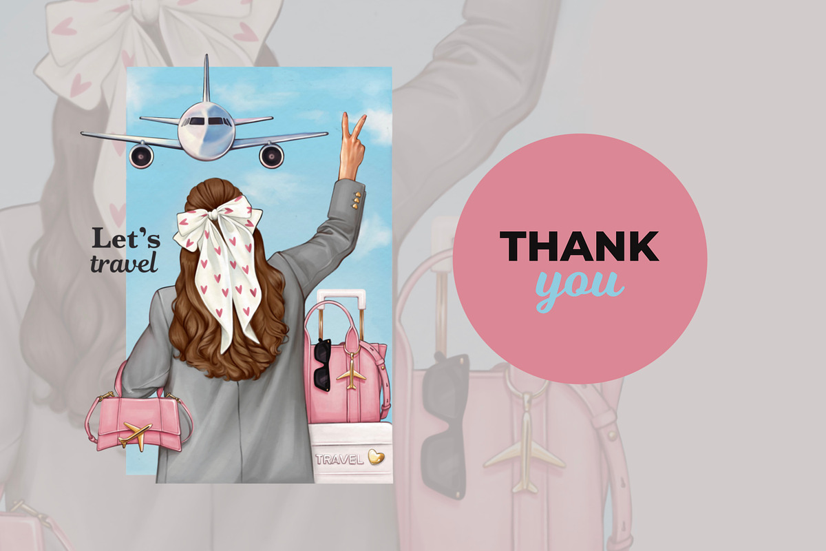 Travel Fashion Girl Clipart Set, an Illustration by designs.svkl (Photo 6 of 6)