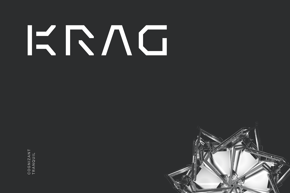 Krag Futuristic Tech Font, a Font by baqoos (Photo 1 of 7)