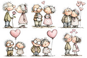 Old Couple Valentine Day Clipart, an Illustration by Pixels.Craft (Thumbnail 2 of 5)