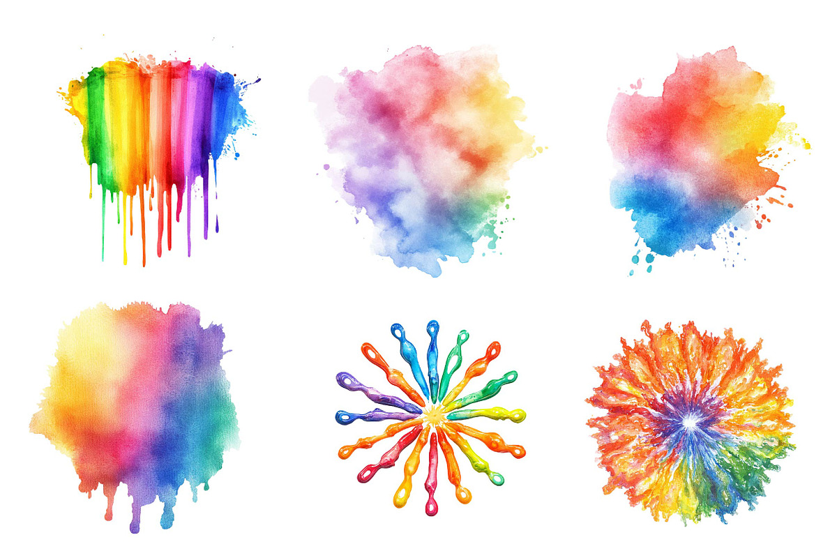 Watercolor Rainbow Paint Splash Clip, an Illustration by CreationArt (Photo 2 of 5)
