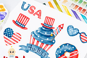4th of July watercolor clipart, a Decorative Illustration by Natalya_Mona_Art (Thumbnail 7 of 9)