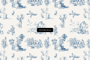 Toile De Jouy Seamless Patterns