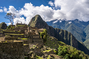 Panoramic view of Machu Picchu ruins with Huayna Picchu in backg, an Architecture Photo by GoodGoods