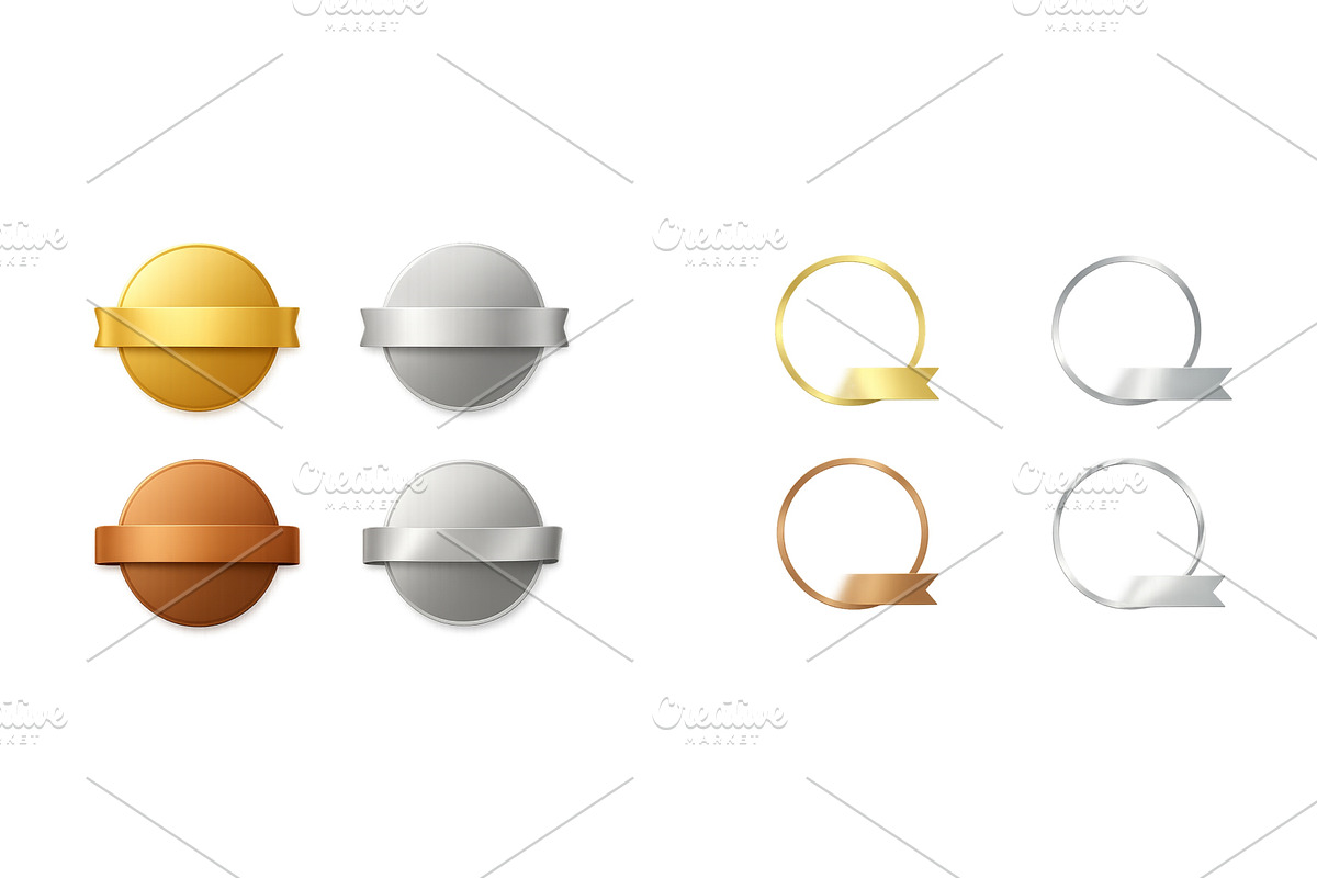 Different styles of award badges in, an Object Illustration by ZinetroN