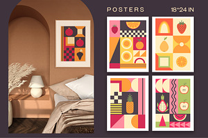 Geometric Retro Fruit Poster Creator