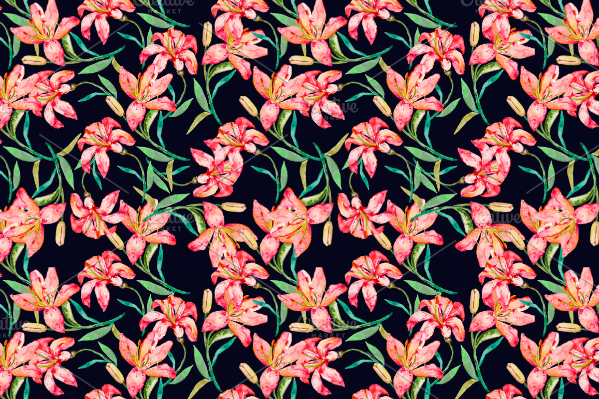 Watercolor tropical pattern, a Pattern Graphic by Elizaveta (Photo 4 of 5)