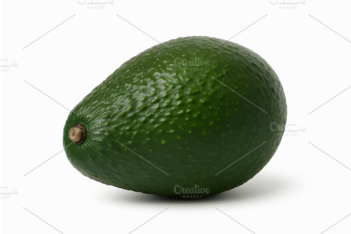 Whole ripe avocado isolated on white, a Food Illustration by AlexArt