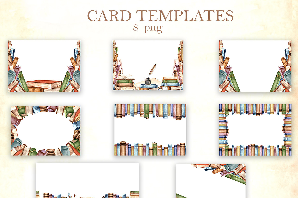 Vintage bookshelf watercolor clipart, an Education Illustration by susie-p-art (Photo 9 of 13)
