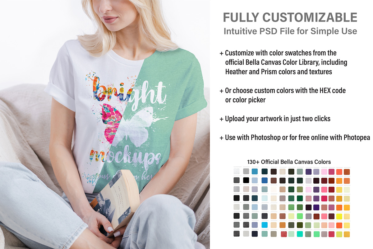 Bella Canvas 3001 T-shirt Mock Up, a Print Template by BrightMockups (Photo 2 of 3)