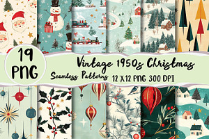 Vintage 1950s Christmas Patterns, a Texture Illustration by Daily.Designs