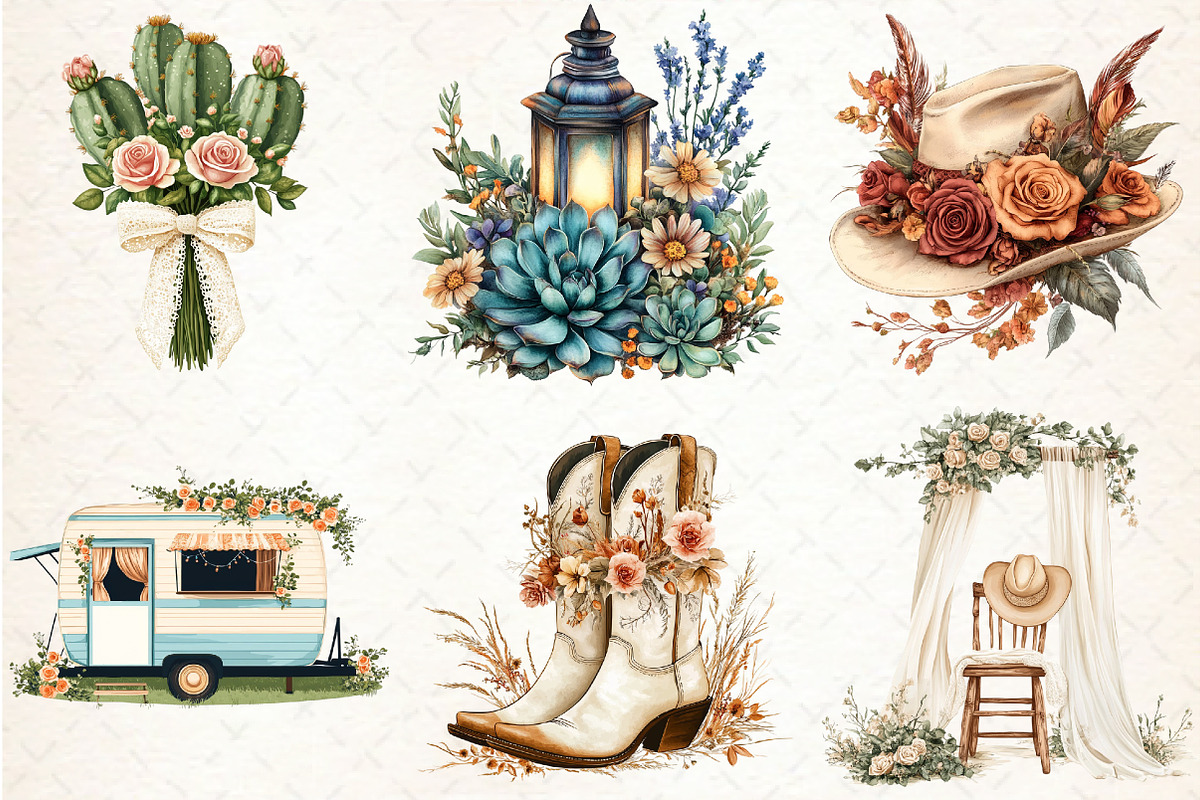 Western Boho Wedding Clipart, an Illustration by Libby Wishes (Photo 2 of 5)