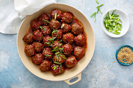 Asian meatballs with sweet and sour sauce, a Food & Drink Photo by farwasser