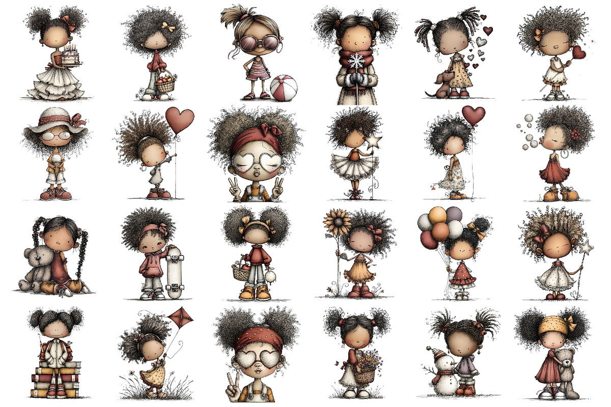 Cute African American Girl Clipart, an Illustration by designcity5 (Photo 2 of 5)