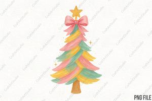 Preppy Brushstroke Christmas Tree, an Illustration by CraftArtStudio