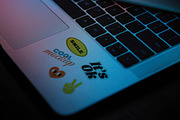 Laptop with Stickers Creation Mockup, a Mockup by Luuqas Design (Thumbnail 7 of 12)