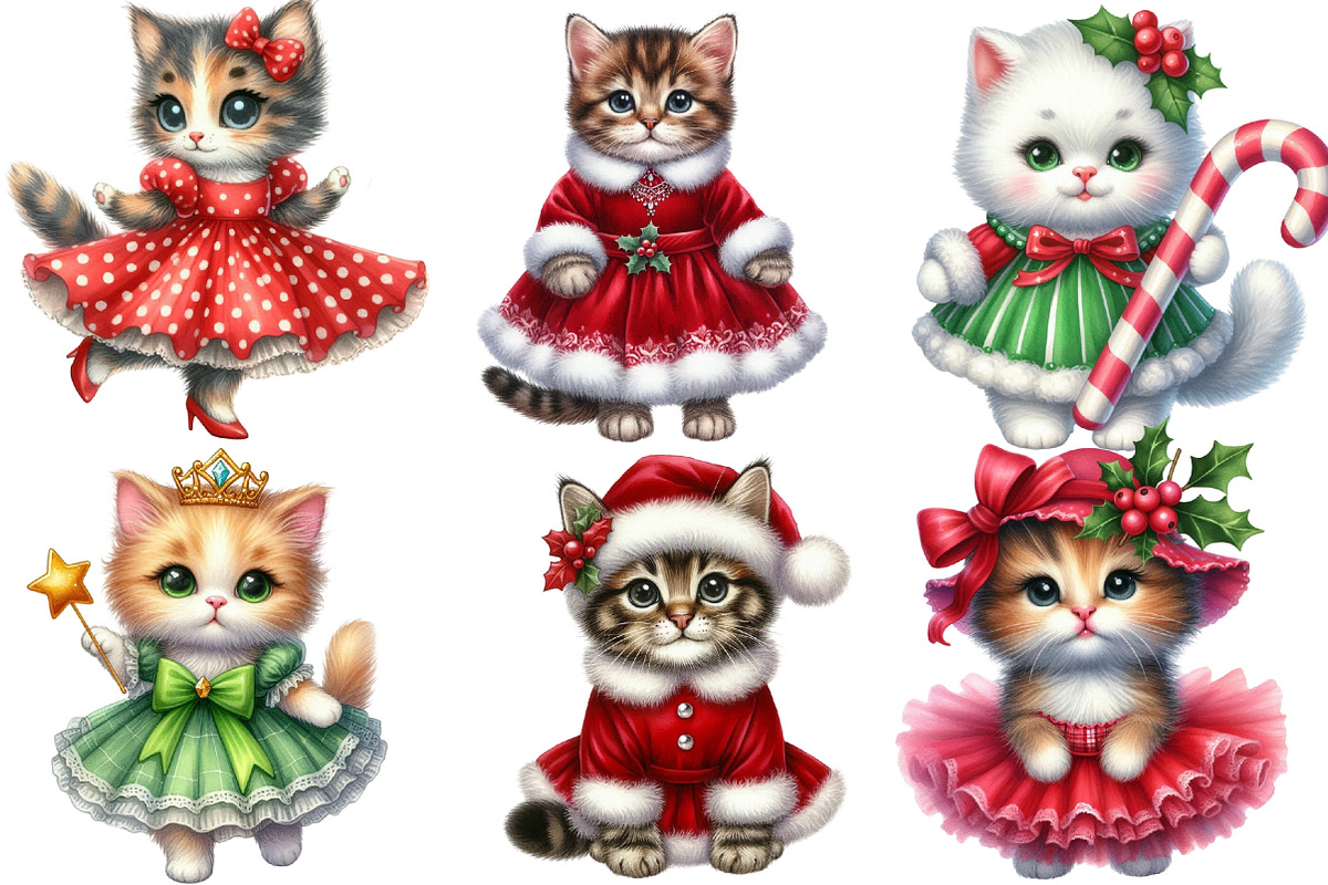 Kitten Christmas Clipart, an Illustration by Designworld (Photo 2 of 6)