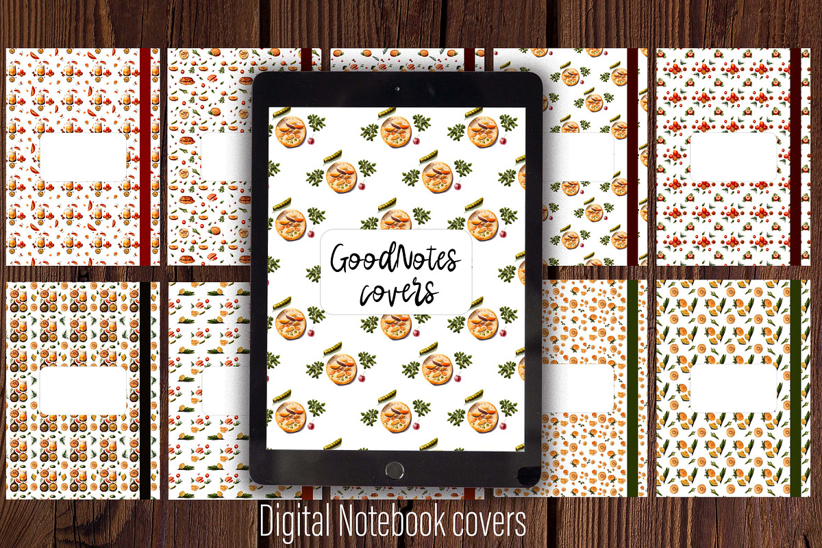 10 Food GoodNotes covers for planner, a Templates & Theme by Illustrator Space (Photo 1 of 9)