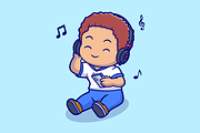 Cute Boy Listening Music Cartoon, a Person Illustration by Catalyst Labs (Thumbnail 3 of 3)