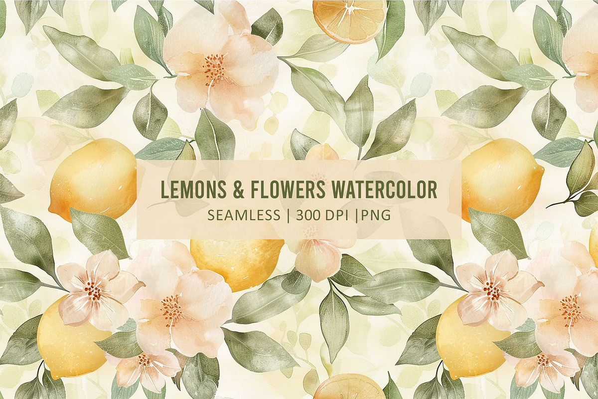 LEMONS & FLOWERS Seamless Pattern, a Pattern Graphic by AYAKA Studio Co. (Photo 1 of 9)
