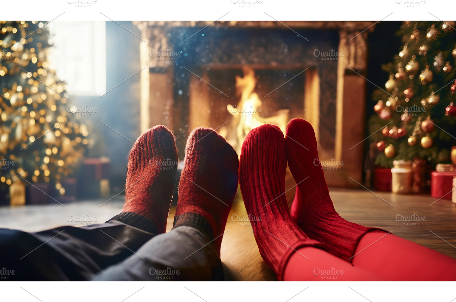 Couple feet in warm woollen socks, an Architecture Photo by Igor Tichonow