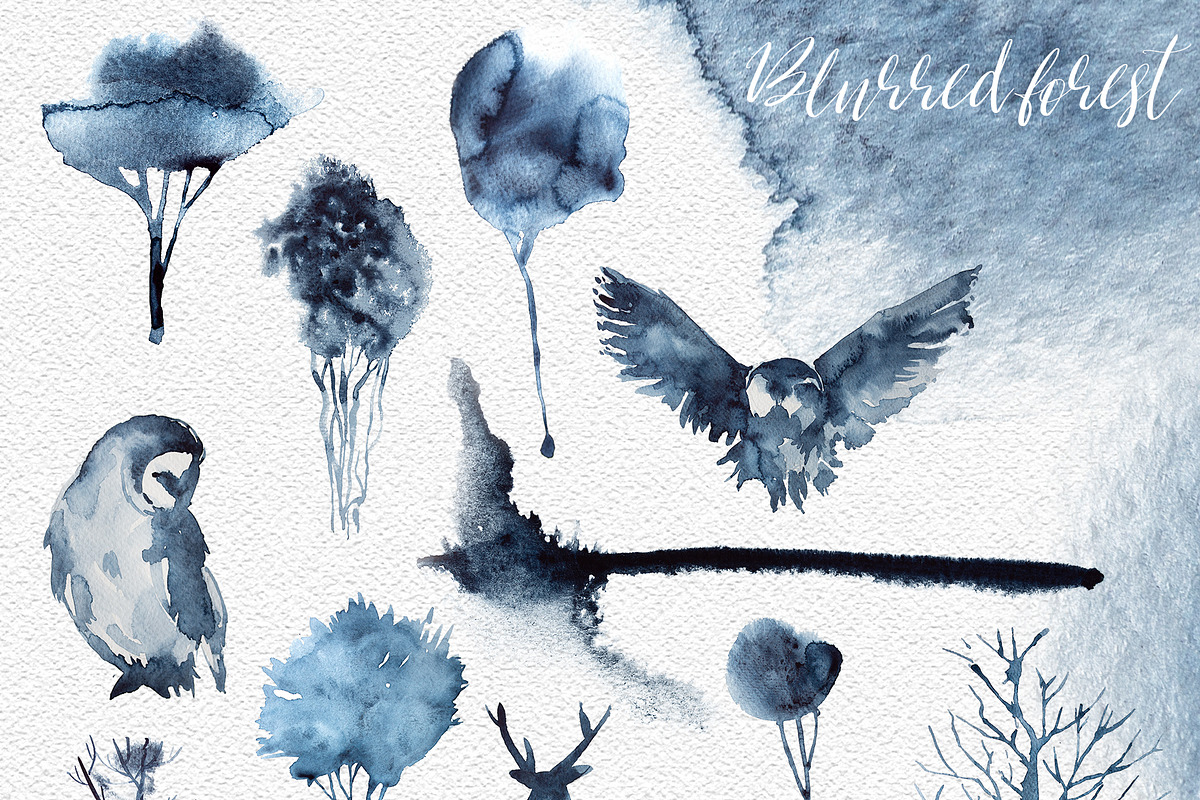 Watercolor Blurred Forest Clipart, an Animal Illustration by ArtCreationsDesign (Photo 3 of 5)